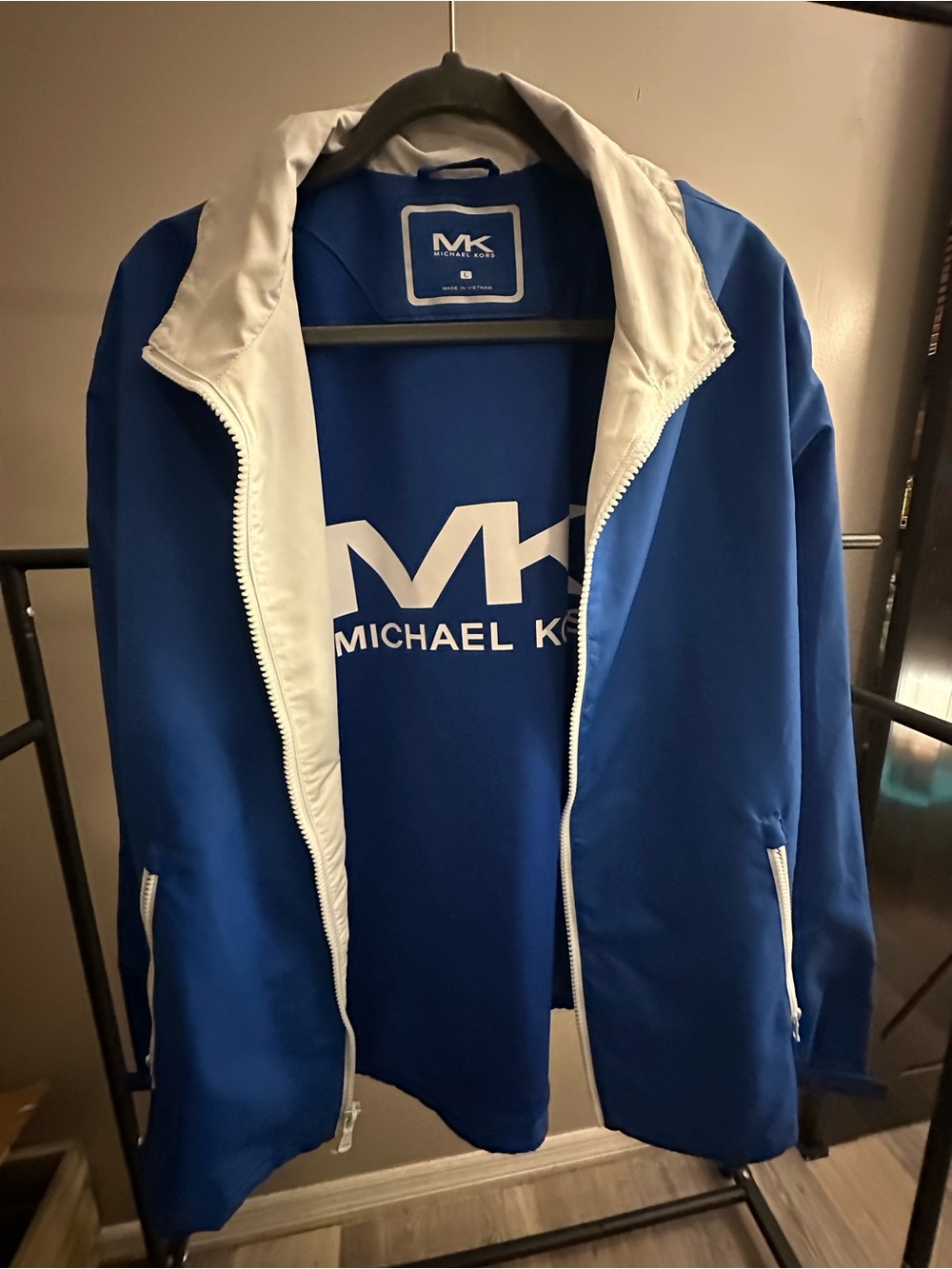 Michael Kors Royal Blue and White Zip-Front Windbreaker